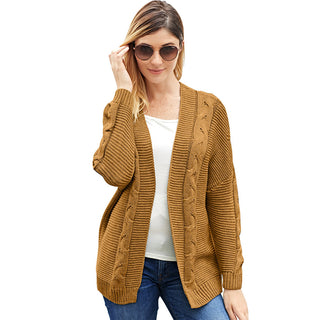 Buy khaki Bat Sleeve Knit Acrylic Cardigan