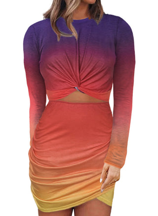 Buy sunset Solid Color Twist Irregular Skirt