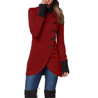 Buy wine-red Women Single-breasted Long-sleeved Cotton Jacket