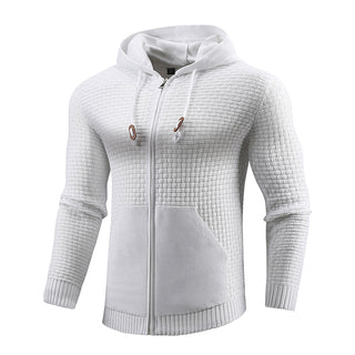 Buy white Men Four Seasons Knitting Zipper Hoodie