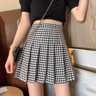 Women Plaid Pleated Skirt