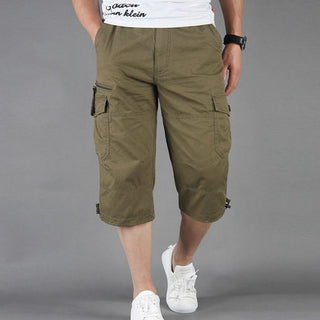 Buy army-yellow Men Loose Multi Pocket Shorts