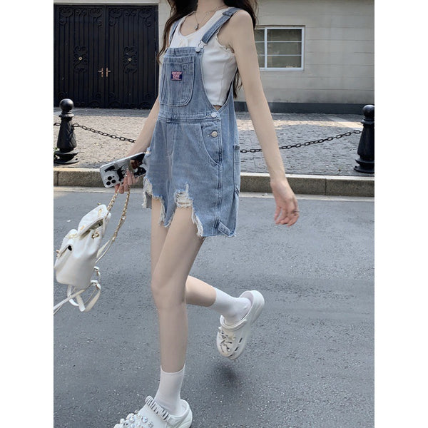 All-match Denim Short Overalls