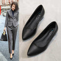 Women's Leather Soft Sole Black Flat Shoes