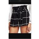 Plaid Belted Ruffle Waist Shorts