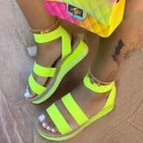 Buy green Women Multi Strap Thick Heeled Sandals