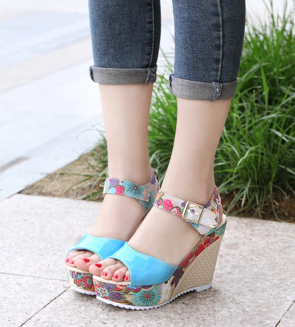 Women Floral High Heel Sandals