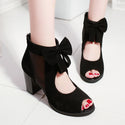 Women Bow Strap Hallow Heeled Sandals