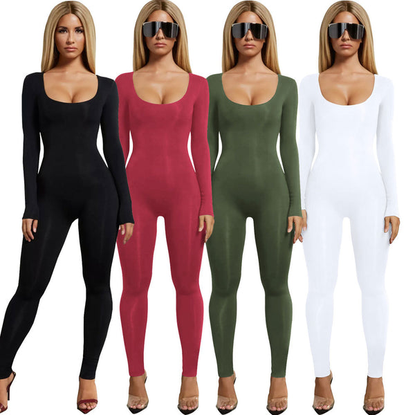 Pure Color Super Fire New Women's All-match Jumpsuit