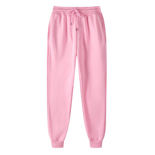 Buy pink Unisex Cotton Solid Color Mid Waist Sweat Pants