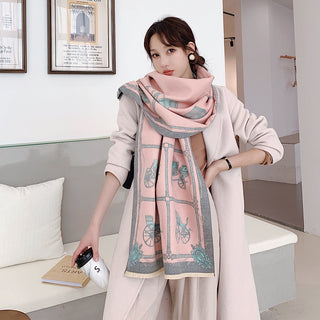 Buy pink Women Carriage Chain Patterned Neck Scarf