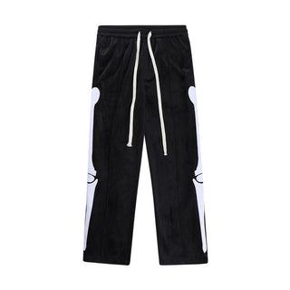 Buy black Men Skeleton Bone Patch Embroidered Pants