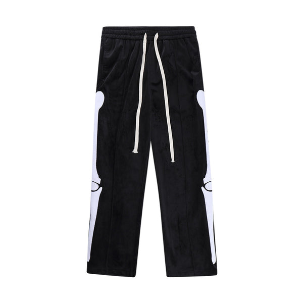 Men Skeleton Bone Patch Embroidered Pants