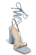 Women's Square Toe Ankle Lace-Up Strappy Sandals