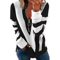 V-neck Zipper Printing Long-sleeved Sweatshirt