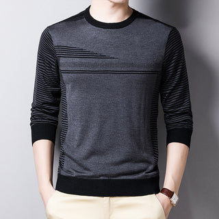 Buy grey Men Long-sleeved Round Neck Thin Sweater