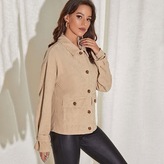 Women Corduroy Casual Short Coat