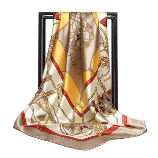 Buy yellow Women Printed Square Silk Scarf