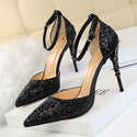 Women High Metallic Sequined Heels