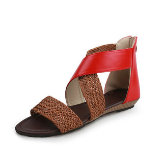 Buy red Bohemian Woven Belt Wedge Sandals