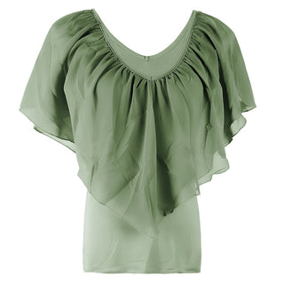 Chiffon Bat Sleeve Stitching T-Shirt Shawl Top