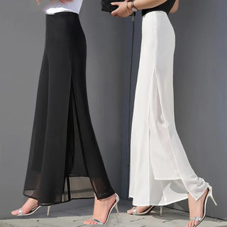 Chiffon Harem Split Wide-leg Pants