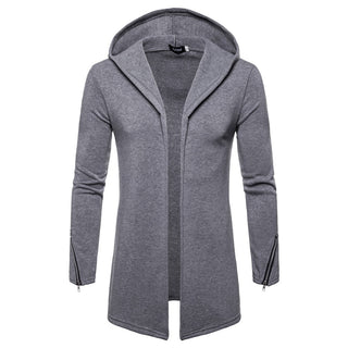 Buy grey Solid Color Hooded Cardigan