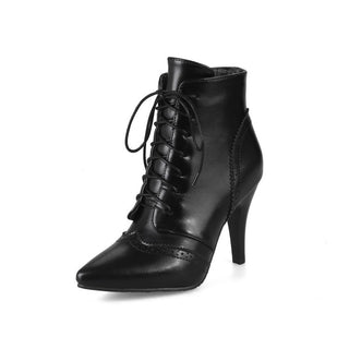 Buy black High Heeled Embroidered Lace Martin Boots