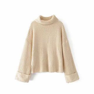 Buy white High-necked Knitted Loose Sweater