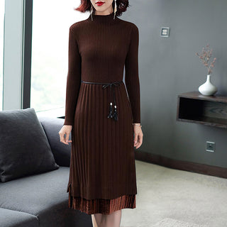 Buy coffee Long-sleeved Knitted Sweater Dress