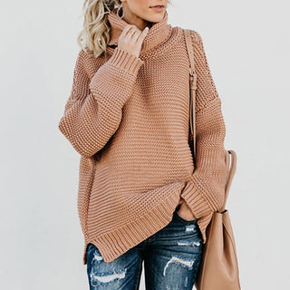 Buy khaki Thick Long Sleeve Pullover Sweater