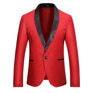 Buy red-wine Men Casual Single Row One Button Blazer