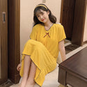 Thin Short-sleeved Loose Bow Night Gown