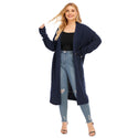 Plus Size Weaved Blue Cardigan