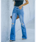 Women's Denim Trousers With Ripped Holes