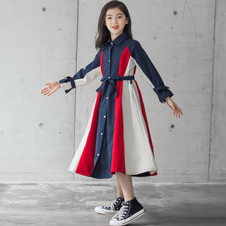 Girls Multi-color Stitching Fashion A-line Skirt