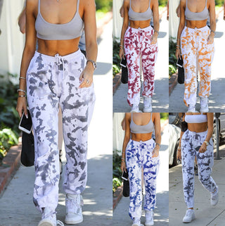 Splatter Printed Loose High Waist Sweat Pants