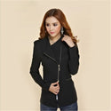 Women Solid Color Zip Slim Fit Blazer Coat