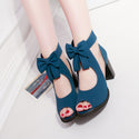 Women Bow Strap Hallow Heeled Sandals