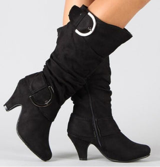 Buy black Women Belt Buckle Fashion Boots