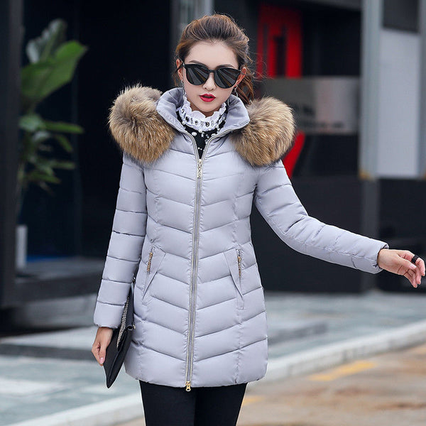 Slim Cotton-Padded Hooded Winter Jacket