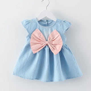 Denim Butterfly Knot Satchel Dress