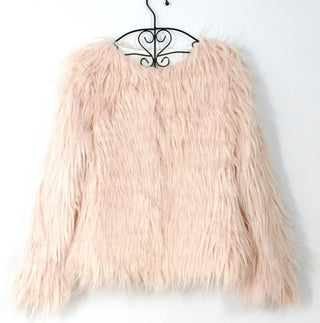 Buy tinted-pink Women Bust Shoulder Fur Coat