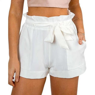 Ruffled Waist Belted Cotton Blended Shorts