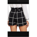 Plaid Belted Ruffle Waist Shorts