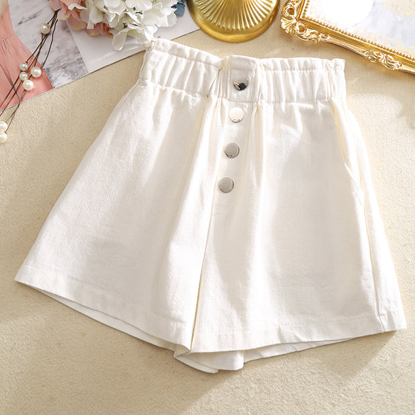 Cotton Elasticated Button-up Shorts