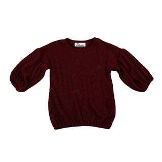 Buy red Lantern Sleeve Solid Color Sweater