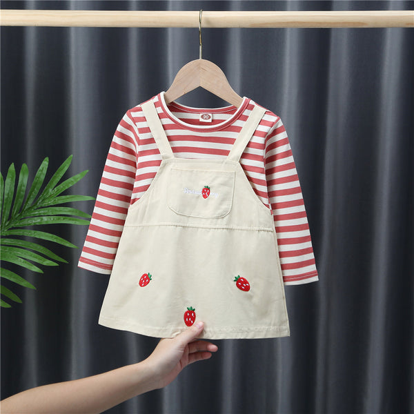 Girls Strawberry Overall Dress