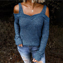 Sling Off Shoulder Knit Long Sleeve Sweater