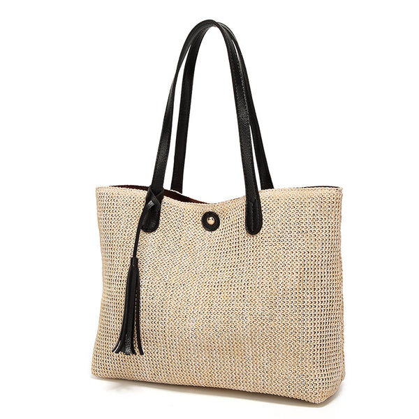 Large Woven Straw and Shoulder Bag